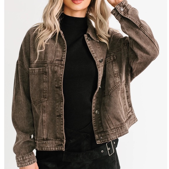 NanaMacs Dark Brown Jean Jacket - Picture 3 of 6